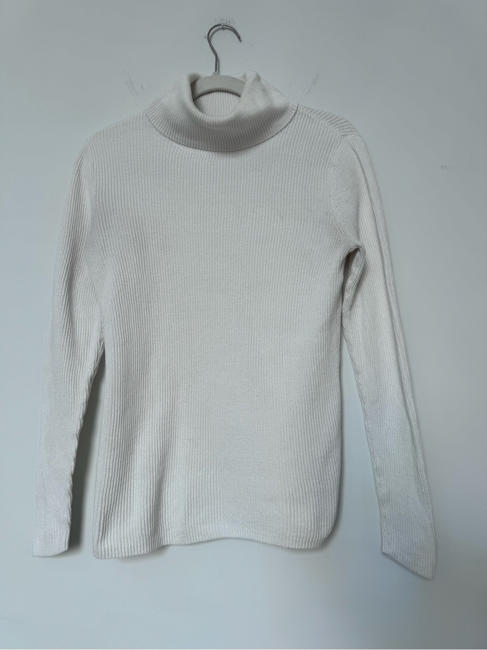 croft & barrow off white Ribbed Turtleneck Sweater — 100% cotton